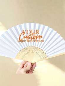 客製化姓名LOGO白色婚禮扇，經典DIY扇，裝飾性高品質客製化，個性化，時尚，精緻客製化 - 彩色 - 查看 6