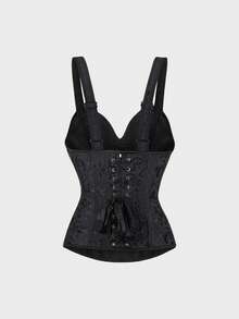 Corset Top Floral Jacquard Lace Up Corset,Strap Corset Bustier Women's Lingerie & Shapewear Corset Bonning Corset Shapewear - màu đen - Xem 7
