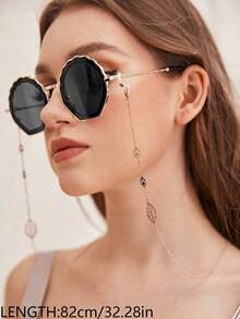 1 pezzo Catena per occhiali in metallo retrò minimalista a forma di foglia, laccio antiscivolo per occhiali, cinturino portaocchiali alla moda, accessori per occhiali, opzione regalo, può essere utilizzato anche come laccio per mascherina - Catena per occhiali in metallo - Visualizzare 7