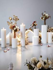 Foldable Round Display Stand, Roman Column Display Pedestal With Top Transparent Plate, Reusable And Easy To Install, Suitable For Wedding, Party, Holiday Decoration - D - View 2