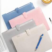 1 pieza Carpeta de archivo sin plegar, carpeta de archivo plegable minimalista de varias capas con bolígrafo incluido. Adecuado para almacenamiento de archivos de oficina y escuela, almacenamiento de útiles escolares, artículo esencial para la temporada de regreso a clases. Color y estilo aleatorios. - Varios estilos - Ver 1