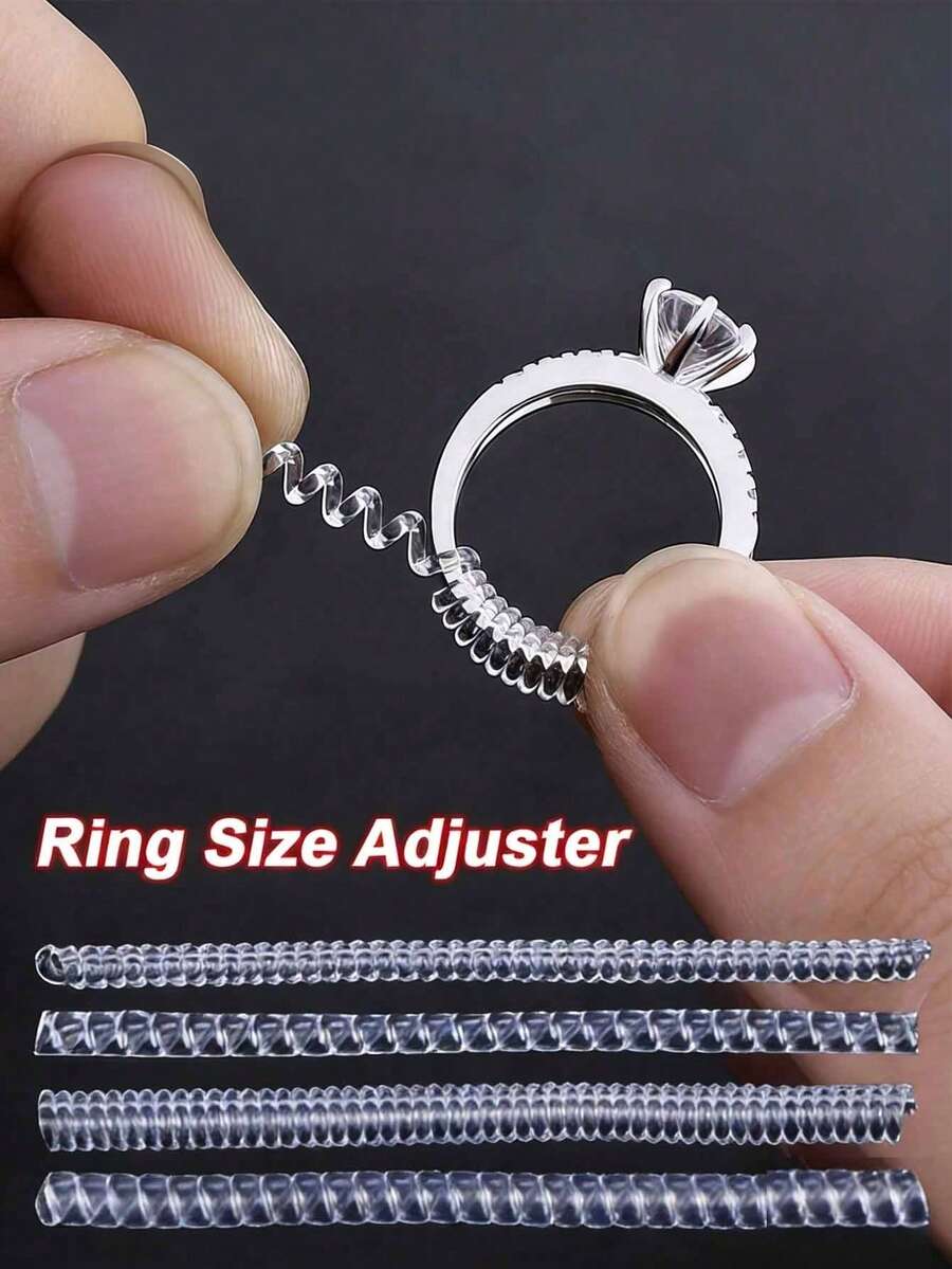 4/2 Pcs Optional Transparent Ring Size Adjuster, Invisible Coil Wrap Design, Freely Adjustable Size, Snug Fit Not Easy To Slip Off - Ring Adjuster - View 1