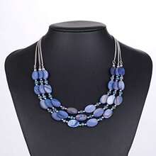 Collares de cuentas en capas para mujer, collar grueso, cadena de plata, joyería de moda, regalo para ella, Cristal, Sin gemas. - como en la imagen - Ver 3