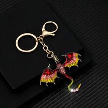 1pc Gothic Dragon Enamel Keychain, Alloy With Sparkling Rhinestone, Multi-Color Bag Charm, Cool Graduation Gift For Backpack - Multicolor - View 11