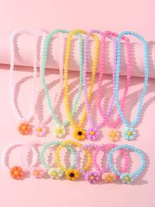Bộ 14 vòng cổ mặt dây chuyền hoa cúc nhiều màu, vòng tay hạt charm, thích hợp cho tiệc tùng ngày lễ, quà tặng sinh nhật, đeo hàng ngày - Nhiều màu - Xem 10