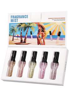 20/10/5/1 Peças Conjunto de Presente de Névoa de Fragrância Mini, Amostras de Tamanho de Viagem, Garrafas Multicoloridas, Fragrância Fresca de Longa Duração, Embalagem com Tema de Praia Tropical, Névoa Corporal Portátil Adequada para Férias de Verão e Presentes de Luxo - Multi Aromas - Visão 6