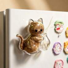 1pc Magnetic Cat Hair & Whisker Fridge Magnet, Transparent Pet Hair Collector Display, Cute Pet Memorabilia, Suitable For Hair Collection Display, Gift, Pet Store (Magnetic Part Needs Manual Installation) - Multicolor - View 3