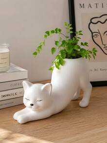 1pc Cat-Shaped Vase, Suitable For Placing On Living Room Tabletop As Home Decor - Multicolor - View 2