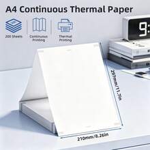 A4 Foldable Thermal Printing Paper, 210x297mm Quick-Dry Inkless Thermal Paper, Black Mark Positioning Continuous Printing, Easy To Tear, Multi-Purpose For Printing Student Assignments, Image Files, Contracts, Compatible With M08F And More Portable Printers - 200 Sheets - View 2