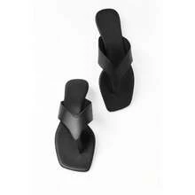 Women's Flat Sandal, Basic Everyday Comfortable, Faux Leather - 黑色 - 查看 2