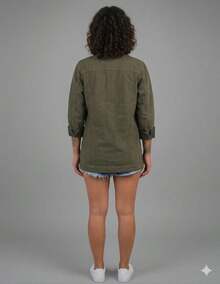 Maxi Oversized Denim Jacket With Pockets, Women's Long Winter - 軍綠色 - 查看 2
