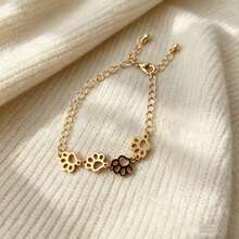 1pc Minimalist Cute Hollow Paw Print Adjustable Bracelet, Suitable For Women's Daily Wear - Bracelet - View 4