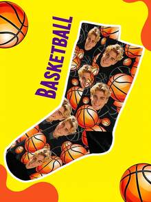 1 Pair Customized Socks, Face Customization Socks, Sports, Running, Basketball, Fun Socks, Photo Customization Socks, Family Socks, Bedroom Use, Holiday Gift - Multicolor - View 2