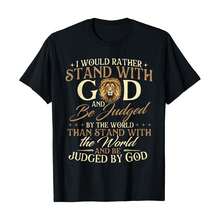 I Would Rather Stand With God - Christian Faith Religious T-Shirt, Women's 100% Cotton Relaxed T-Shirt, Summer Outfits For Women, Vacation Outfits, Soft Breathable Daily Outdoor Travel Must-Have - 黑色 - 查看 1