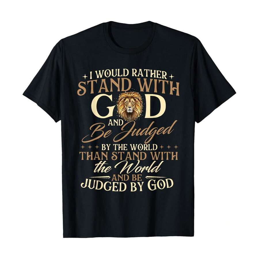 I Would Rather Stand With God - Christian Faith Religious T-Shirt, Women's 100% Cotton Relaxed T-Shirt, Summer Outfits For Women, Vacation Outfits, Soft Breathable Daily Outdoor Travel Must-Have - 黑色 - 查看 1