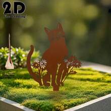 2D Flat, 1pc Silhouette Cat, Acrylic Garden Art Stake - Cute Animal Design, Outdoor Decor, Durable Material, Lawn Art Marker, Patio Yard Decoration, Vintage Style, Perfect Gift - A - View 8