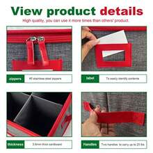 Caja de almacenamiento para copas de vino con divisores caja de almacenamiento para tallos apilable para hasta 12 vasos recipientes de vidrio para día festivo gris y rojo - Gris y rojo - Ver 5