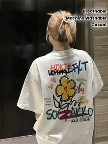 Women's T-Shirt For Spring And Summer - White - View 2