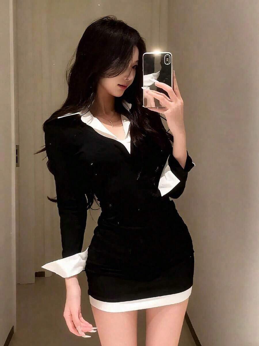 Women Midi Dresses - Black - View 1