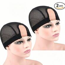 2/4 قطعة غطاء شعر مستعار U-Part مقاس 1.4X3 بوصة (تقريبًا 3.6X7.6 سم)، يستخدم لصنع أغطية الشعر المستعار من الدانتيل، غطاء شعر مستعار شبكي مرن منسوج ذو قمة مستديرة (أسود) - مشاهدة 13