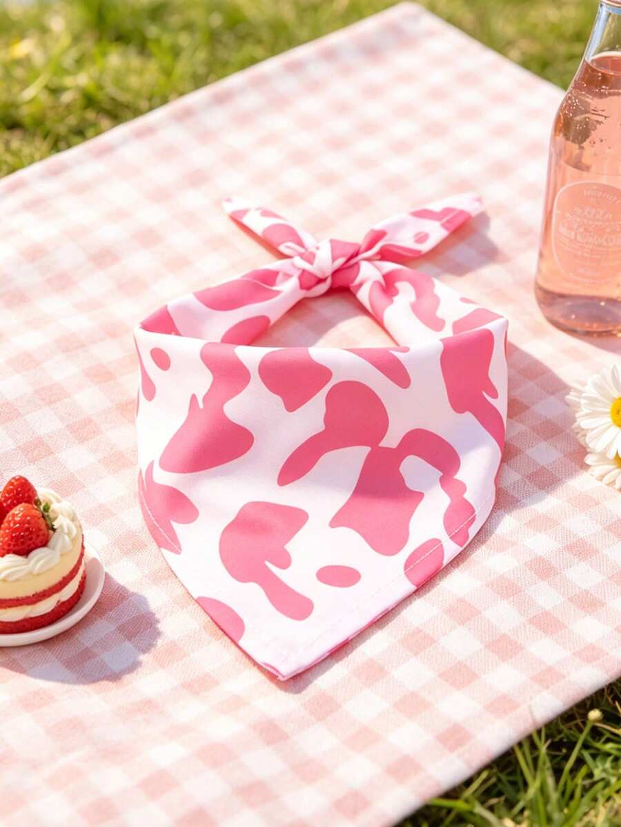 Bandana Hewan Peliharaan Poliester Motif Susu Merah Muda yang Lucu, Cocok Sebagai Aksesori Anjing, Aksesori Kucing, Perlengkapan Hewan Peliharaan atau Dekorasi Gaya Anjing yang Menyenangkan, Cocok untuk Penggunaan Sehari-hari di Rumah atau Bermain di Luar Ruangan untuk Kucing dan Anjing - Berwarna merah muda - View 1