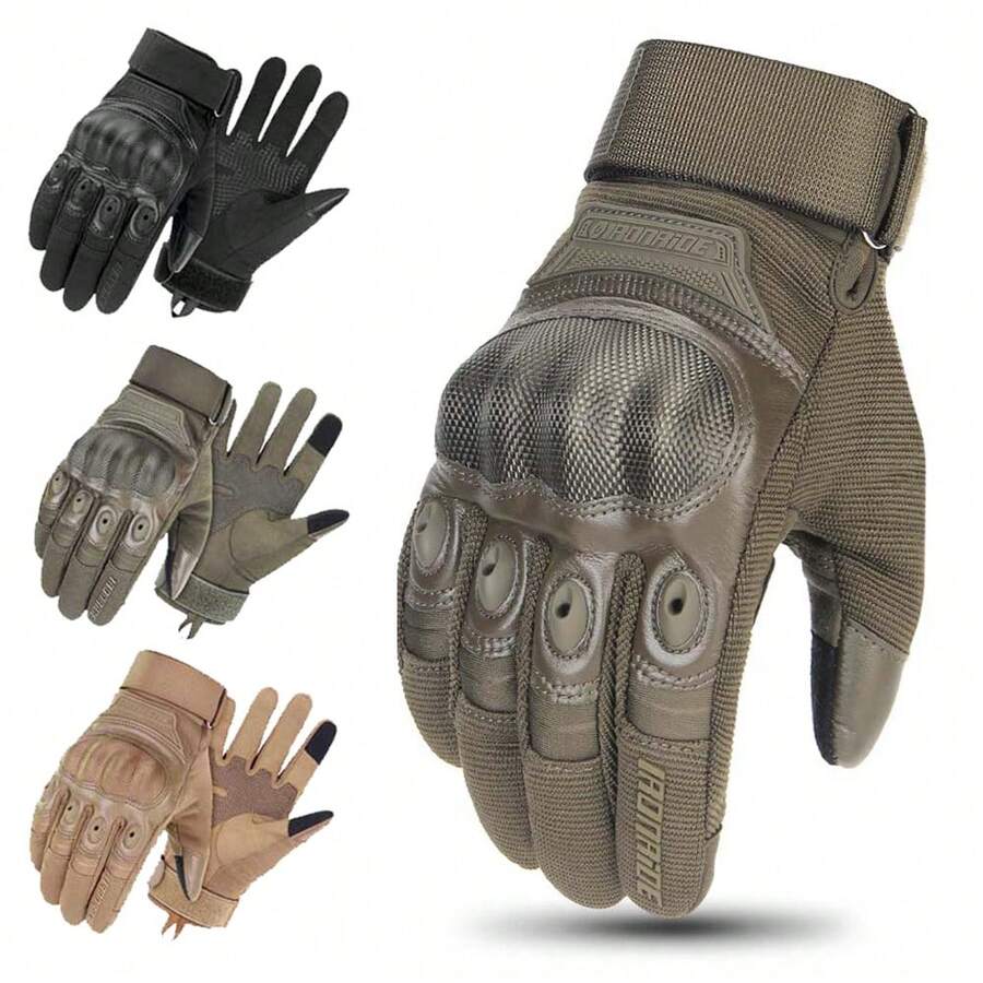 1 par de guantes de motocicleta antideslizantes y transpirables, con pantalla táctil de dedo completo, para montar en motocicleta y deportes al aire libre, guantes tácticos esenciales para hombres y mujeres que montan - Multicolor - Ver 1