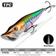 PRO BEROS Proberos 1pc 12cm/16cm Topwater Floating Popper Lure, Artificial Hard Wobbler Rattling Baits, 19g/50g Long Cast Surface Popper For Saltwater Bass Fishing, Fishing Tackle - Butterfly - View 12