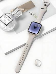 超薄米色矽膠錶帶女款，運動風，尺寸 40mm 41mm 42mm 44mm 45mm 49mm 46mm S11-42mm，纖細腰身設計，相容 Ultra 4/SE 3/Series 12/S11/S10/S9/S8/S7/S6，透氣個性化蝴蝶扣可愛女款，適合游泳瑜伽健身，夏季海灘活動禮物萬聖節 - 米色 - 查看 1