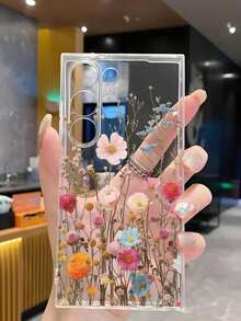 1 pieza Funda de teléfono suave y romántica con estampado floral de moda compatible con Huawei Honor, Galaxy A04e/12/A13/A14/A34/A50/A52/A53/A54/S21/S22/S23/S24/S25/S25Ultra/S25FE/S26/S26 PLUS/S26 ULTRA/S26 EDGE, 6A/7A/8A, 12T/13T/15T/15T Pro - transparente - Ver 5