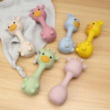 1pc Silicone Rattle Toy, Giraffe Shaped Shaker Toy, Christmas, Halloween, Thanksgiving Gift - Multicolor - View 9