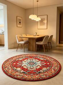 1pc Round Persian Exotic Living Room Carpet, Turkish Style Sofa Blanket, Tea Table Mat, Multi-Size Colorful Chinese Style Decorative Washable Printed Carpet (Pay Attention To The Edging Color) - Multicolor - View 17