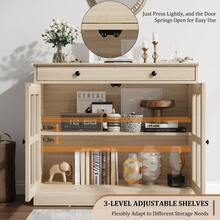 Kitchen Storage Cabinet, 2 Glass Door Buffet Sideboard with a Large Storage Drawer, Modern White Coffee Bar Cabinet with Adjustable Shelf for Dining Room, Kitchen, Entryway - Beige - Übersicht 3