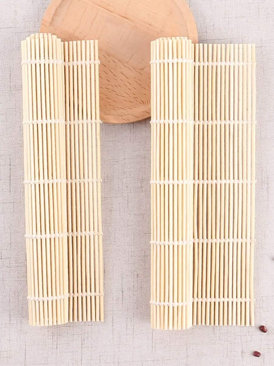 1pc 9.45x9.45 Inch Natural Bamboo Sushi Rolling Mat, Smooth Flat Surface, Easier To Roll Sushi, More Uniform Shaping, Suitable For Home Sushi Making, Kimbap, Japanese Restaurant Meal Prep, Cooking Class Teaching, Food Photography Props