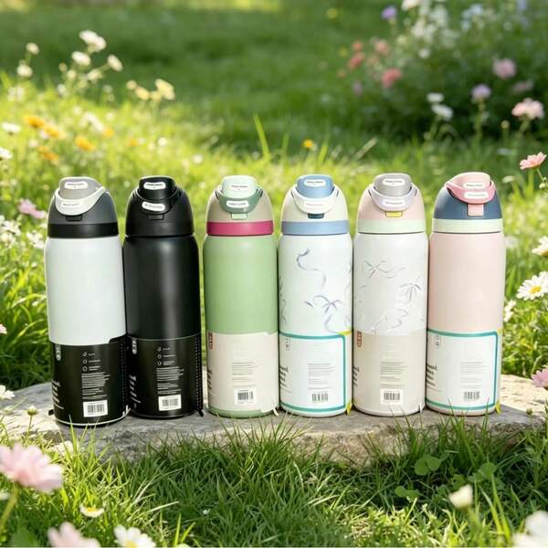 0wal-A Insulated Stainless Steel Water Bottle - 32oz Leak-Proof Sports Water Bottle With Dual-Function Drinking Spout, Flip Straw And Wide Mouth Opening - Keeps Beverages Cold For 24 Hours - Suitable For Fitness, Travel And Daily Use