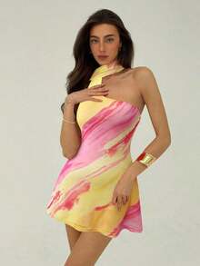 Vestido mini de moda de unicolor sin mangas para mujer - Multicolor - Ver 4