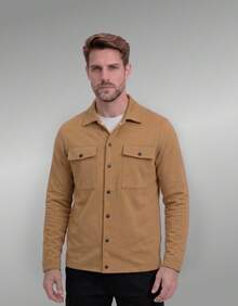 Stylish Men's Jacket With Waterfall Collar, Long Sleeves, Casual Sweatshirt Style With Button Details And Pockets. - Màu be - Xem 4
