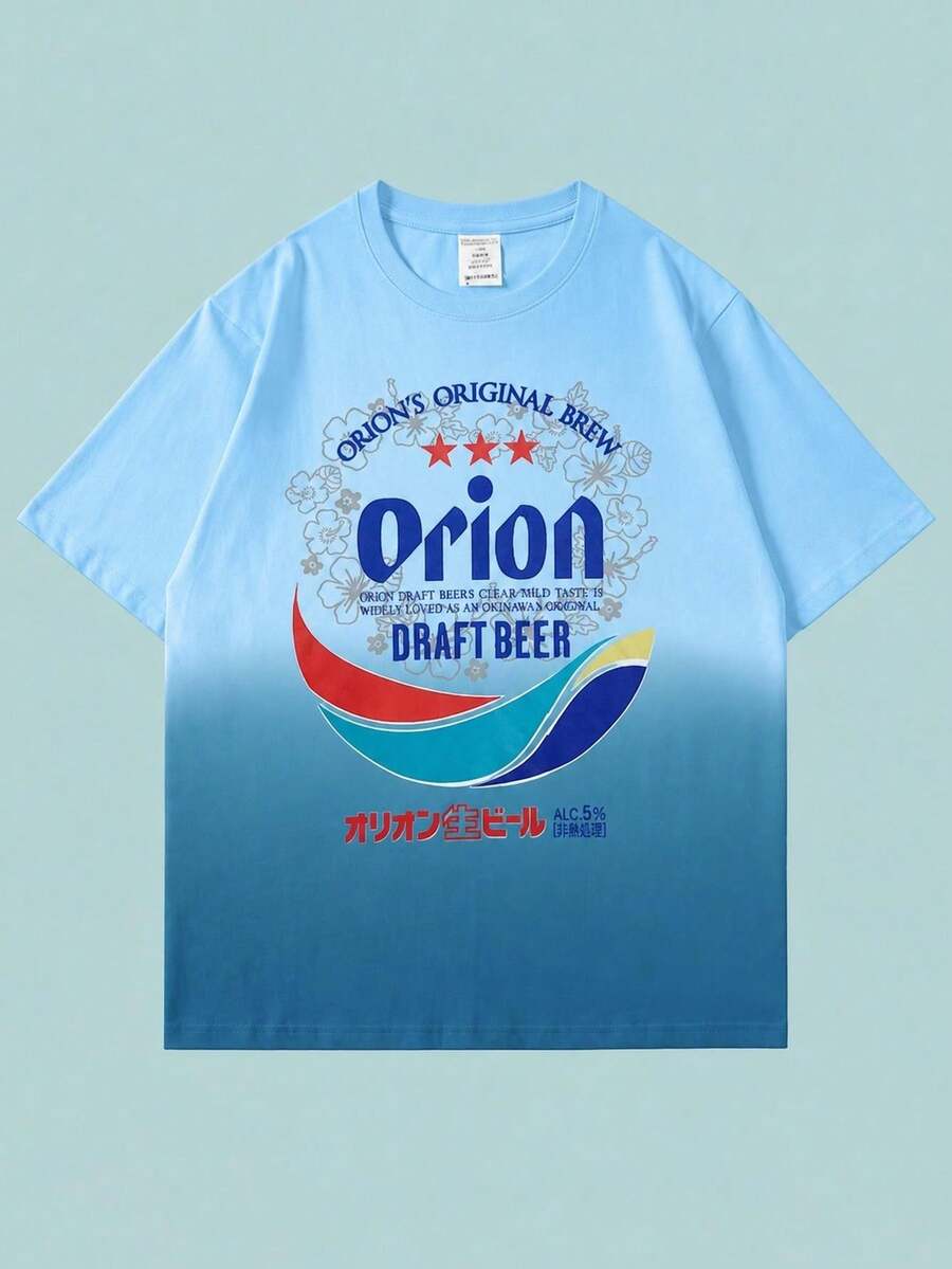 [ Gradient Two Color Short Sleeve T-Shirt ] Recommended New Casual And Versatile 100% Cotton T-Shirt For Summer 2026 Women's Fashion T-Shirt Short Sleeve Office Casual 250g Cotton Printed Loose White Top Y2k Women's Top Summer Top - Gradient Blue - View 1