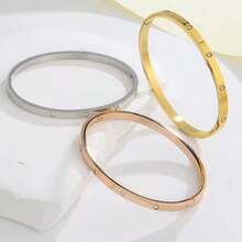 1 pieza Pulsera de acero inoxidable con diamantes de imitación de triple hilera que no se decoloran, diseño exclusivo, elegante y versátil con un toque de lujo. - Tres filas de pulseras estrelladas - Ver 1