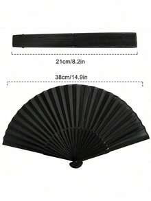 Black Classic Folding Fan, Bamboo Ribs, Suitable For Chinese Or Spanish Style, Perfect For Weddings, Parties, Performances, Dance, Home Decor, Holidays, Birthdays And Graduation Gifts - / - View 2