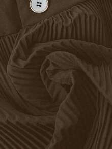 Pantalones cortos/falda plisada de unicolor, de moda versátil y holgada para mujer, para el verano - Café integral - Ver 4
