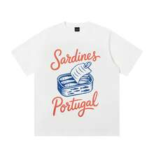 Women's T-Shirt Sardines Portugal Can Art Design Short Sleeve Crew Neck Casua Suitable For Spring And Summer - White - View 3