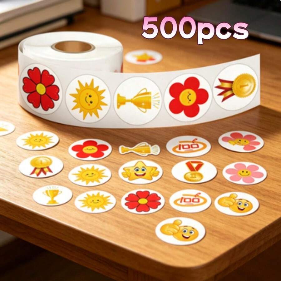 500張兒童獎勵貼紙,學生激勵貼紙,幼兒園小孩文具貼紙,辦公與學習用品/文具貼紙/塗鴉貼紙,適合生日/復活節/聖誕節/家人/朋友/男孩/女孩禮物,同學學校禮物 - 500pcs - 查看 1