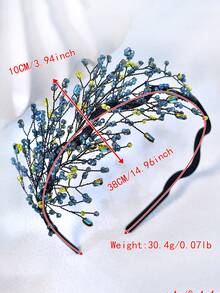 1 pièce Bandeau élégant avec perles de cristal, accessoire de cheveux polyvalent pour mariée et mariage, convient pour les fêtes, les rassemblements, les bals, les festivals, les banquets - Bleu azur - Voir 6