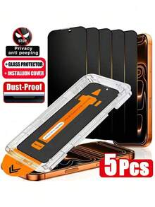 BOLLYMORE 5片裝隱私鋼化玻璃螢幕保護貼，相容 iPhone 17 Pro Max/17/16 Pro Max/Air/16/15 Pro Max/15 Pro/15 Plus/14/13/12/11/X/XR/XS Max，9H 硬度，防指紋，隱私保護，表面光滑，全螢幕覆蓋設計 - 無色 - 查看 11