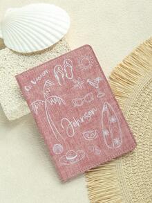 1pc Personalized Name Summer Denim Canvas Texture Passport Holder, Personalized Name Summer Beach Graffiti Pattern Passport Cover With RFID Blocking, Lightweight Travel Wallet And Passport Holder For Women And Men, Handmade Exquisite Travel Accessory, Unique Gift, Holiday Gift - Bright - View 18