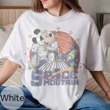 Disney Unisex Loose T-Shirt   Space Mountain Shirt, Mouse And Friends Space Shirt, Mickey Space Shirt, Vintage Disney Shirt, Disney Characters Tee - 白色 - 查看 6