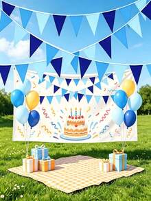 18pcs/Set Colorful Felt Triangle Pennant Garland, Minimalist Blue Party Banner, Durable Reusable Decoration For Holiday Celebration, Birthday Party, Classroom, Outdoor - View 3