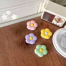 1pc Solid Color Matte Flower Phone Airbag Stand, Stable Retractable Desktop Support Adhesive Bracket, Dopamine Color Flower Adhesive Retractable Stand - Multicolor - View 3