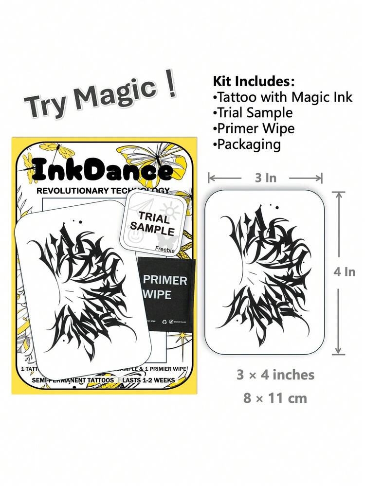 1 Kit "Shadow Thorn Cyber Sigil" New Technology Tattoo Sticker, Temporary Tattoo, Semi-Permanent, Fake Tattoo, Waterproof & Long-Lasting, Realistic Design, Plant-Based Formula, Ink Dance Gift Festival Body Art X248 - Black - View 3