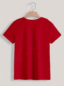 Women's 1 Piece Graphic Print T-Shirt, 100% Cotton, Comfortable, Breathable, Cool, Casual Style, Plus Size - Women's Plus Size T-Shirt With Christian Faith Print - Colorful Hearts And Crosses Print, Inspirational Bible Verse, Round Neck, Short Sleeve, Ideal For Valentine's Day, Easter, Christmas Gifts - Short Sleeve Round Neck T-Shirt For Daily Summer Wear, Suitable For Spring, Summer And Autumn. - 紅色 - 查看 2